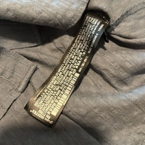 ZARA Blue/Grey Ombré Floral Embroidered Cotton Top, Hidden Button Front Sz Large - Picture 9 of 15